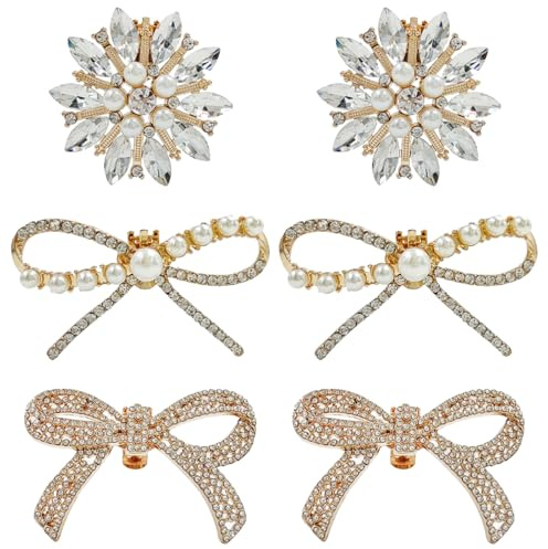 TYXHXTF 6 Pcs Crystal Rhinestone Shoe Clips - Detachable Elegant Charms and Buckles, Silver Bridal Decorations for Women's Weddings and Proms