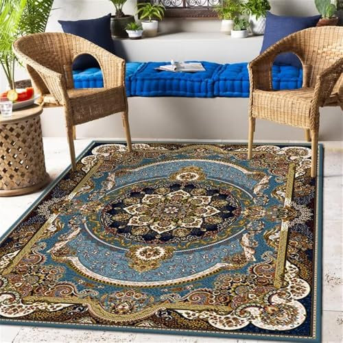 WBDYMX Kleiner Teppich50x80CM Langfloorteppiche Teppich günstig Mehrfarbiger Retro-Teppich blau Kids Rugs for bedrooms Girls Auto teppiche Hallway Rug