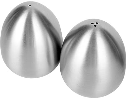 Garneck Piccolo saliera per uova in acciaio inox – Mini dispenser per spezie in design uovo di Pasqua per sale e pepe – ideale per la cucina e come accessorio decorativo per Pasqua