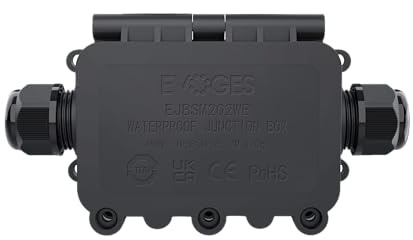 Evoges IP68 2-Way Waterproof Junction Box 0.5-6mm² 40A M20 with Terminal Block Black – Outdoor Lighting, Power Outlets & Electrical Installations