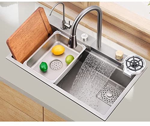 Lavello da Bar a Una Vasca, Acciaio Inossidabile 304 Grigio Scuro, ferramenta da Cucina a Incasso sottotop, Facile da Pulire (Dimensioni: 75x46 cm)
