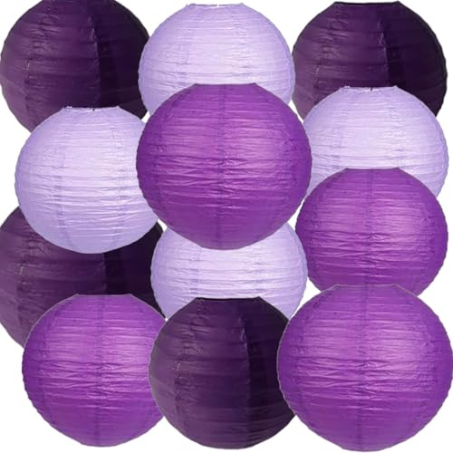 We Moment Zone 12 Stück Papier Lampions Violett, Lila Runde Papierlaterne Papier Laterne für Lampenschirm Deko, Geburtstagsfeier,Hochzeitsdekorationen，Gartenparty Deko