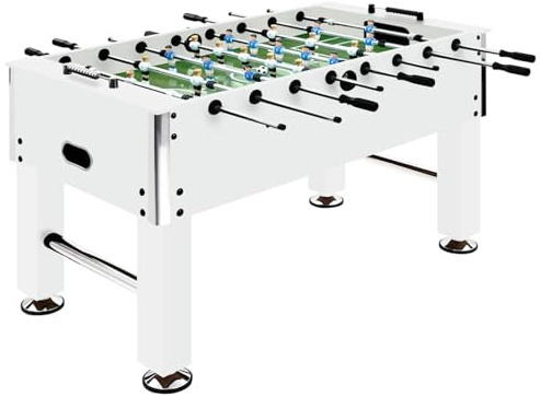 Vopese Mesa de Fútbol de Mesa Profesional - Juego en Grupo o Individual, Durabilidad y Diseño Ajustable, Blanco, MDF/Acero, 140x74,5x87,5 cm
