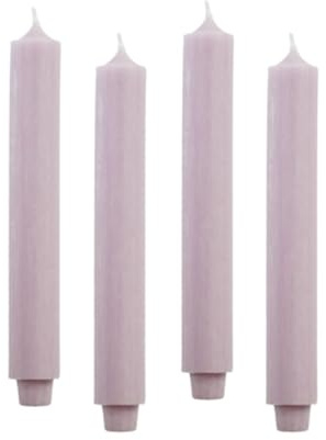 ukiyo 4er Pack Rustikale Stabkerzen H:30 cm Ø:3,2 cm - 21 Stunden Brenndauer - Dicke Kerzen Dinnerkerzen Tafelkerzen Kirchenkerzen, Farbe:Pastellflieder