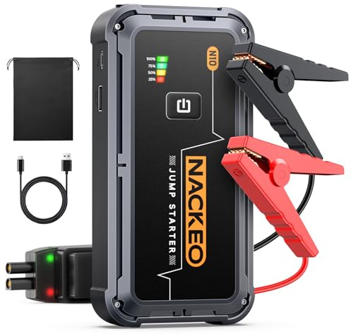 NACKEO Portable Car Battery Jump Starter 5000A Car Jump Starter Battery Pack (9.0L Gas/8.5L Diesel), 12V Jump Box Car Battery Jumper Starter Portable Jumper Cables, Fast Charge, Lights, Compact