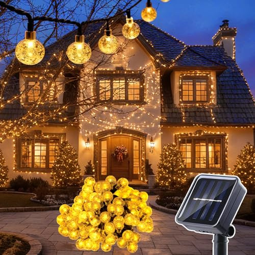 Anluomania 12m 100 LED Catena Luminosa Esterno Solare, Luci da Esterno Giardino, 8 Modalità, IP65 Impermeabile Luci Solari Da Giardino, per giardino Patio Balcone Matrimonio Feste