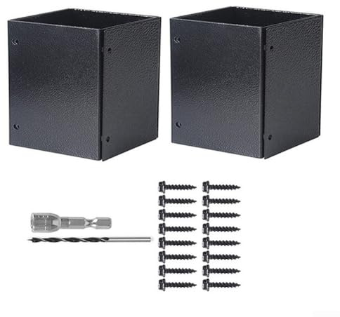 Marchfunny Lot de 2 protecteurs de colonne réglables robustes pour boîte aux lettres et poteaux de clôture, construction en acier au carbone avec revêtement résistant à la rouille et design en quatre
