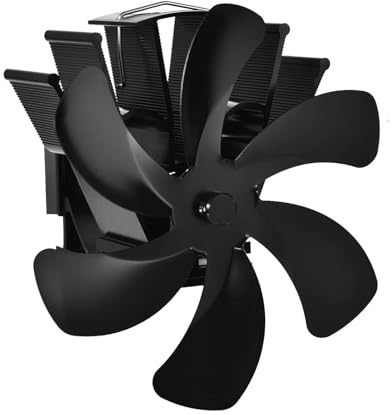 Caminetto Nero 6 Pale Termoventilatore For Stufa Alimentato A Legna Bruciatore A Eco Amichevole Ventilatore Silenzioso Distribuzione Efficiente Del Calore Domestico Circolazione dell'aria efficiente