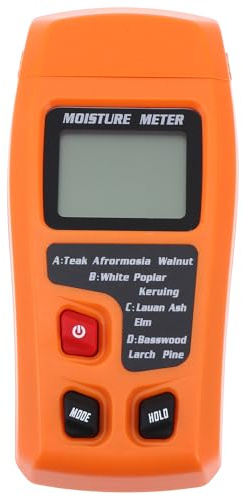 OATIPHO Testeur d'Humidité pour Bois et Carton Hygromètre Mural Portable Orange Précise Écran LED Mesure de L'Humidité pour Murs Sols et Papiers 1 Pièce