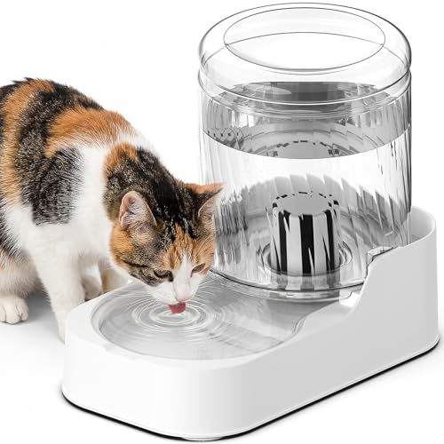 JUNSPOW 3L Automatischer Katzen-Wasserspender(Schüssel Nicht enthalten) | Hund Wassernapfspender Einstellbare Wasserspender, Auto Pet Waterer für Katzen und Hunde