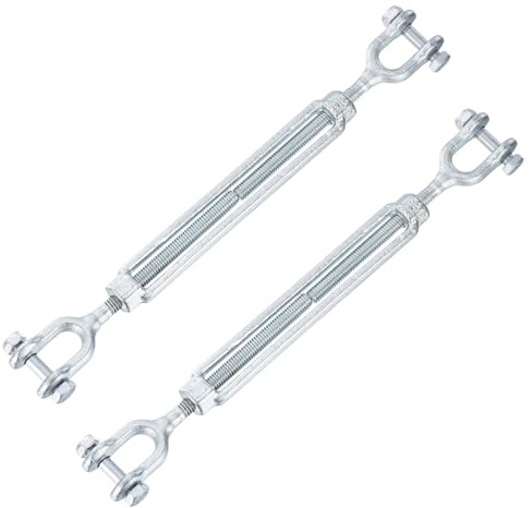 PATIKIL Heavy Duty Turnbuckle, (M10, Silver)(2 Pcs), Hot Dipped Carbon Steel Jaw and Jaw Turnbuckle Heavy Duty Cable Tensioner, Suit for - Shade Sail/Yard Zipline/Deck