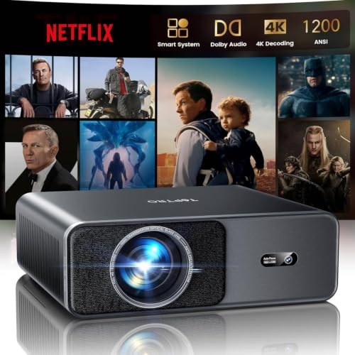 TOPTRO Smart Beamer Kompatibel mit Netflix, 20W Dolby Audio, 1200ANSI
