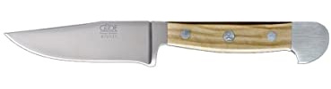 Güde Solingen - Coltello da Caccia forgiato, 11 cm, Legno d'ulivo, Alpha-Olive - Doppio Collarino, Fatto a Mano in Germania