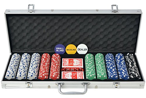 Festnight Pokerset med 500 chips i en aluminiumlåda