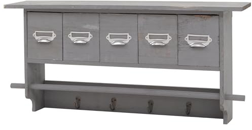 Mendler Küchenregal HWC-C49 mit 5 Schubladen 32x65x13cm - Shabby Look, grau | Haushaltsregal, Regal, Vintage