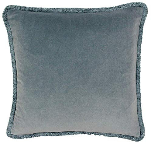 Paoletti Riva Freya Cojín Duck Egg Estupendo Azul Suave Terciopelo De La Tela De Algodón Con Flecos Bordes Máquina Lavable 100% Poliéster De 45 X 45 Cm (18 X 18 Pulgadas)