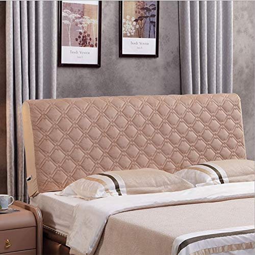 Bett Kopfteil Hussen Bettkopfteil Bezug Kopfteilbezug Staubdicht, Abdeckungen Für Schlafzimmer Plüsch Verdicken Elastische All-inclusive Protector Bett Kopf Abdeckung,Brown-W120cmxH80cm
