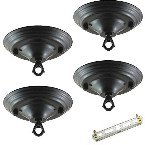 4 Pcs Ceiling Canopy Kit Vintage Ceiling Rose Loop Plate Holder Replacement Kit Plating Finish Anchor Bolts Decorative Metal Canopy Loop for Fitting Chandelier Lamp DIY,6 Colors,Matte Black