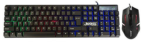 Jedel GK100-B Gaming Combo Keyboard and Mouse Set Seven Colour Backlight