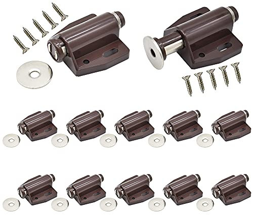 Magnetischer Türriegel zum Öffnen von Türen, Türriegel, für Küchenschrank, Schublade, 12 Stück, Braun
