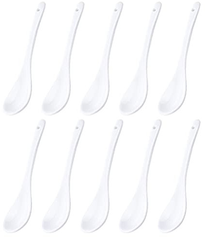 Cabilock 10 Pièces Lot de Cuillères à Mélanger Céramique Cuillères à Soupe pour Maison et Porridge