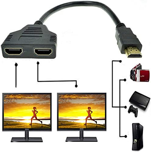 BHW Prise HDMI 1 mâle vers Double HDMI 2 Femelle Y Adaptateur de câble de répartiteur LCD LED HD TV