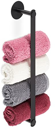 Relaxdays Handtuchhalter, selbstklebend, Edelstahl, HBT: 5,5 x 40,5 x 7 cm, Handtuchstange Bad, ohne Bohren, schwarz | HBT: 5,5 x 40,5 x 7 cm, Handtuchstange Bad, ohne Bohren