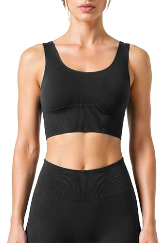 Risalti Sujetador Deportivo Mujer sin Aros Ilena - Top Deportivo Mujer Acanalado en Microfibra sin Costuras, Sujetador Deporte Transpirable para Gym Yoga y Running - Made in Italy