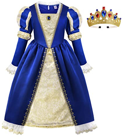 ReliBeauty Mittelalter Kleid Mädchen Kinder Karneval Halloween Cosplay Party