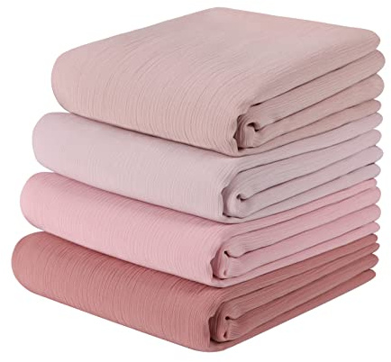 Febfim 4PCS Premium Dubai Muslim Women Chiffon Crinkle Hijab Scarf Plain Chiffon Bubble Hijab Wrap Shawl (Multicolor C)