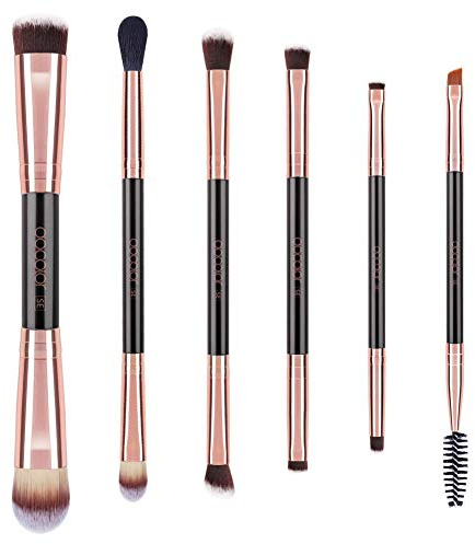 docolor Pennelli Ombretto 7 Pz Pennelli per Trucco Occhi Professionali Doppio Lato Riutilizzabile Strumento Make Up Kit di Pennelli per Applicazione Contorno e Definizione, Sfumature