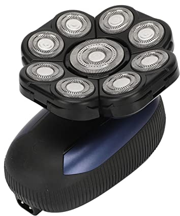 Rasoi Elettrici per Testa per Uomini Calvi, Rasoio per Testa 9 Teste Flottanti, Rasoi per Testa per Uomini Calvi con Rifinitore per Naso e Orecchie, Rasoi per Testa Calva per