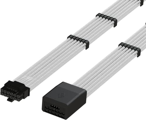 LINKUP - AVA 16pin PCIE 5.0 GPU Power Extension Cable (12VHPWR) for NVIDIA RTX4000 16AWG Silver-Coated Copper Teflon High Temperature Jacket - 30cm | PCIe 5.0 for RTX 5090, 5080, 5070, 16Pin to 16Pin, 600W 16AWG