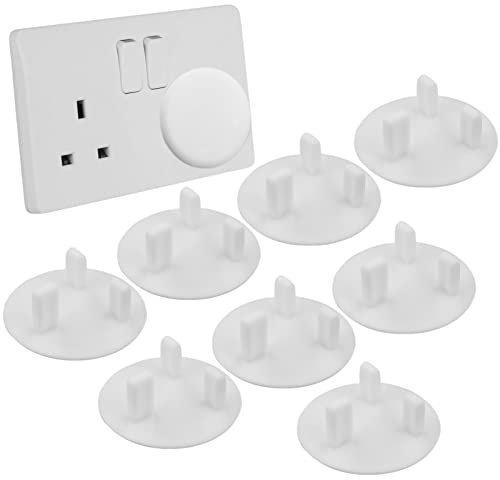Plug Socket Covers UK White Baby Safety Socket Covers Electrical Outlet Socket Protectors Socket Caps for Unused Electrical Outlets, Perfect for Children Safety at Home and School(8Pack)