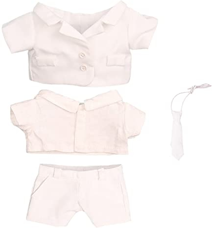 niannyyhouse 15cm Plüsch Puppe Kleidung Weiß Anzug Mantel Krawatte Weiß Hemd Hosen 6 Weiche Gefüllte Plüsch Spielzeug Zubehör Dress up (Weiß, 15cm)