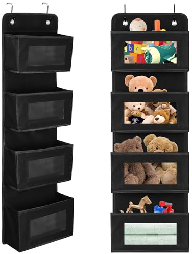LEAZZLE Étagère à Suspendre,Organisateur Suspendu sur Porte avec 4 Compartiments,Rangement Suspendu, Organisateur, à Suspendre à la Porte ou au Mur, pour Chambre Bureau, Noir