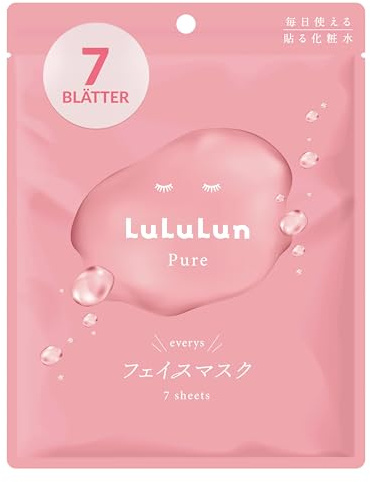 Lulun Pure Every's Face Mask – närande, fuktgivande tygmask för kvinnor med kakaoextrakt – för alla hudtyper – japansk hudvård för daglig användning (7 ark)