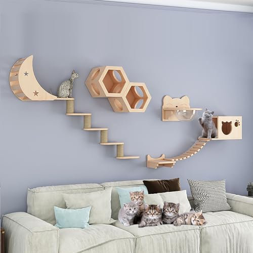 Kletterwand Katzen Ecke, Kratzbaum Wand Kletterwand, Katzen Kletterwand Set, Verdicktes Brett für Einfache Wartung und Reinigung, DIY-freie Kombination (Size : B13-16PCS)