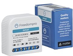 Freedompro Interrupteur intelligent Wi-Fi pour 2 prises, contrôle de l’énergie, module relais compact compatible Matter, Apple HomeKit, Alexa, Google,Tension 110–240 V, 14 A, Boîte encastrée