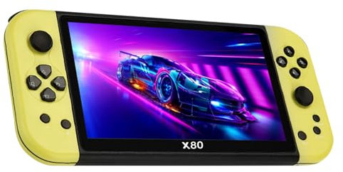 X80 Handheld Games Consoles, 7-inch Retro Handheld Game Console Built in 10000 Games for 10 Simulators, Support 128GB TF Card Extension, Multifunctional Handheld Consoles for Kids