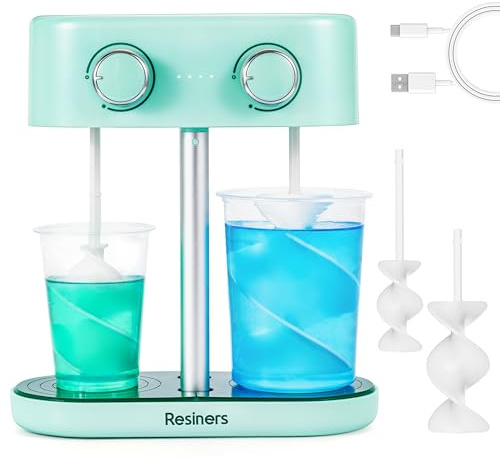 Resiners Epoxiharts med dubbla huvuden, uppladdningsbar epoxiblandare, steglös hastighet och minimal bubbelbildning, elektriska omrörningspinnar för harts, silikon, färgblandning, tvåltillverkning