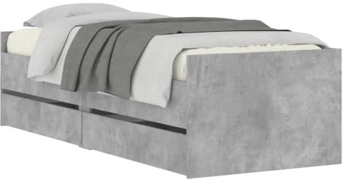 vidaXL Bettgestell, Bettrahmen mit Lattenrost, Bett Gästebett mit Schubladen, Einzelbett Schlafzimmerbett Schlafzimmermöbel, Betongrau 100x200cm