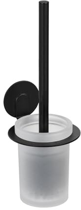 WENKO Turbo-Loc® WC-Garnitur Bivio Black matt, Wandhalter aus Aluminium, Einsatz aus Glas, inkl. WC-Bürste, Befestigen ohne Bohren, Schwarz