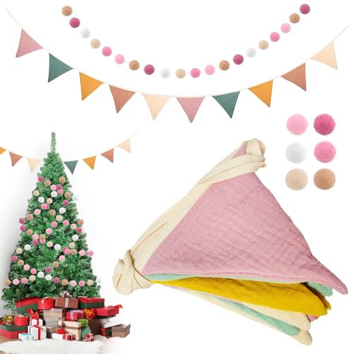 2 Piezas Banderines Decorativos Banderines Fiesta Banderines Banderines Tela Banderines Cumpleaños Banderitas Decorativas Banderolas Fiesta Banderines Tela Habitación Infantil Bolas Fieltro