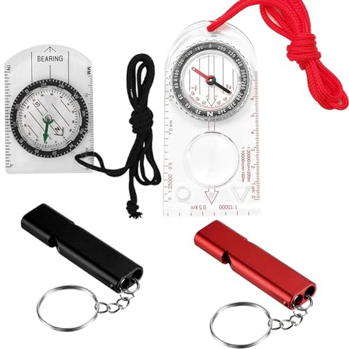 Navigation Professionnelle, Compass 2 Pcs Boussole de Navigation Boussole d Orientation Boussole Randonnée avec Déclinaison Réglable pour Lecture Carte Expédition, Navigation, Course Orientation et