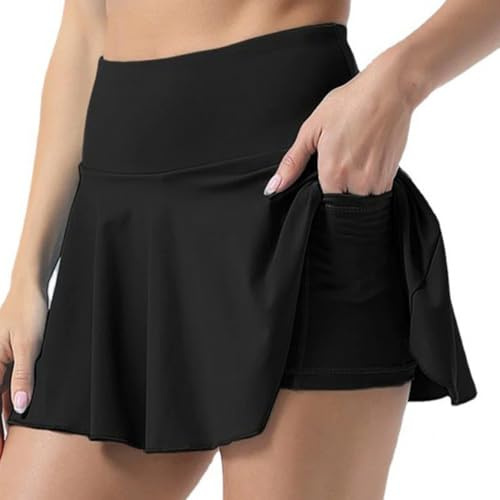 FDEETY Gonna Tennis Donna con Pantaloncini Integrati Skort Sportiva Plissettata Gonnellino Padel Abbigliamento Sportivo Pantagonna Gonna Corta Completo Sportivo per attività Fisica