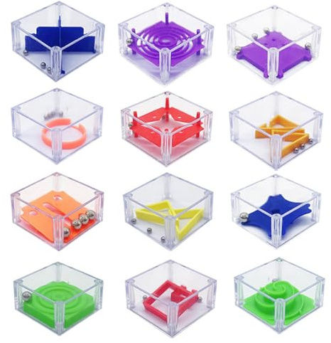 Kiuiom Mini Denkspiel, Kinder Geschicklichkeitsspiel, 12PCS Puzzlespiele Geduldsspiele Mini Spiele für Kinder Mitgebsel Kindergeburtstag für Kleine Geschenke Party-Giveaways