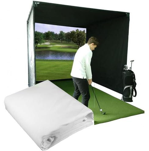 DHMYDPDZ Golf-Bildschirm, Aufprallbildschirm für Indoor-Golfsimulator, Golf-Schlaghilfetuch, 3x1 Meter, Weiß