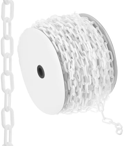 PATIKIL 200ft Plastic Barrier Chain, Safety Barrier Chain Plastic Chain Links Crowd Control Barrier for Fence Gate Garden Construction Driveway Elevator Parking Lot, White
