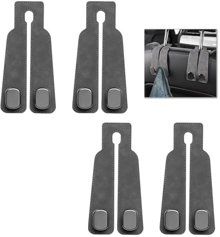 4PCS Doppelhaken für Autositzrückseite, Auto Kopfstützen Haken, Leder Autositz Haken, Auto Lagerung Haken, für Autositz Autositz Rücksitzhaken Kopfstütze Kleiderbügel Handtaschenhalter Taschenhaken